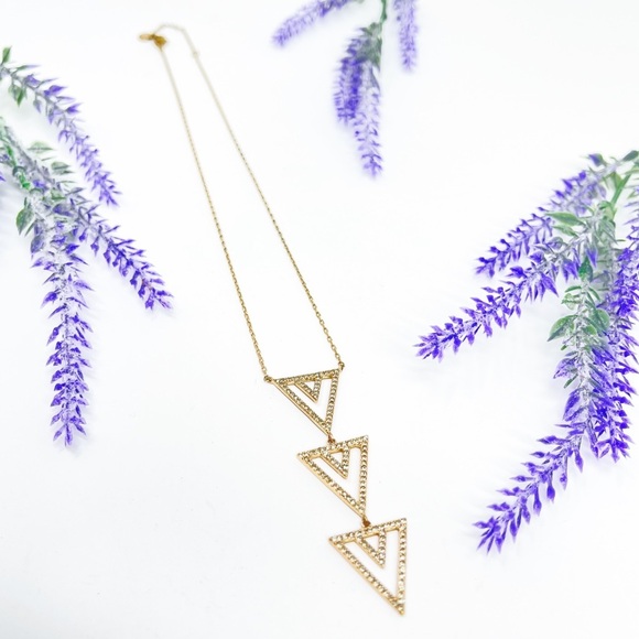 Stella & Dot Pave Crystal Spear Rose Gold Pendant Necklace - Picture 3 of 7